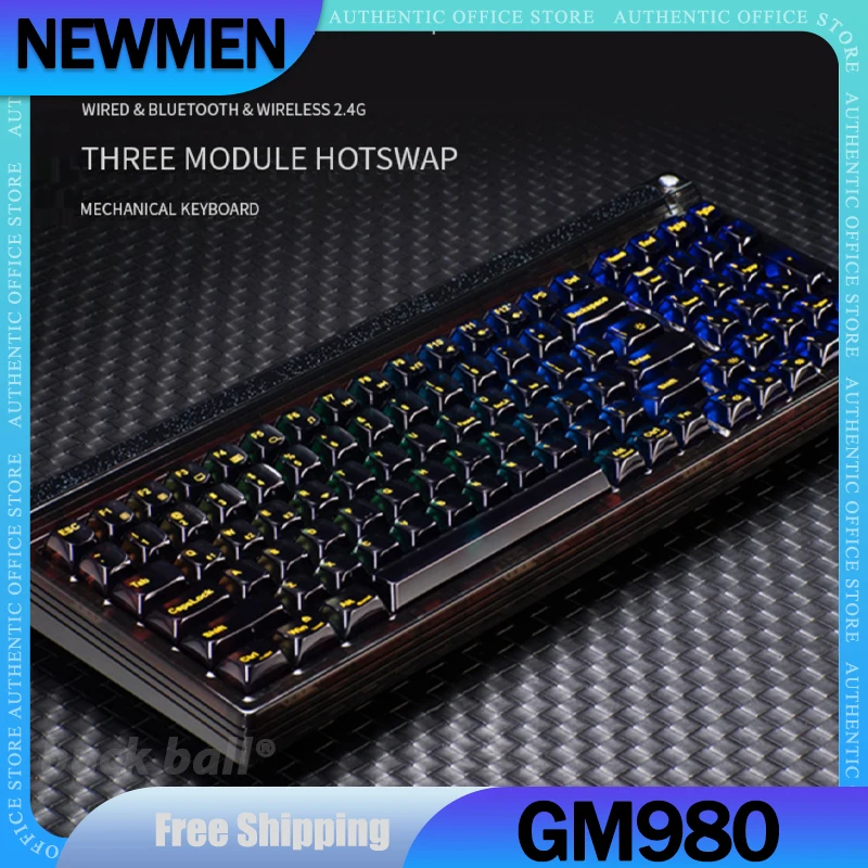 

Newmen GM980 Gamer Mechanical Keyboard 100 Keys 3 Mode 2.4G/USB/Bluetooth Wireless Keyboard Hotswap Customized Keyboard Gifts