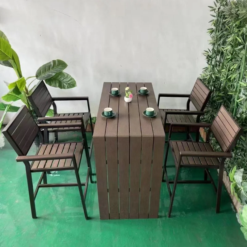 

High Chair and High Table bar Wooden Outdoor Furniture Patio Garden Set Cafe Restaurant Garden ridge Outdoor Furniture