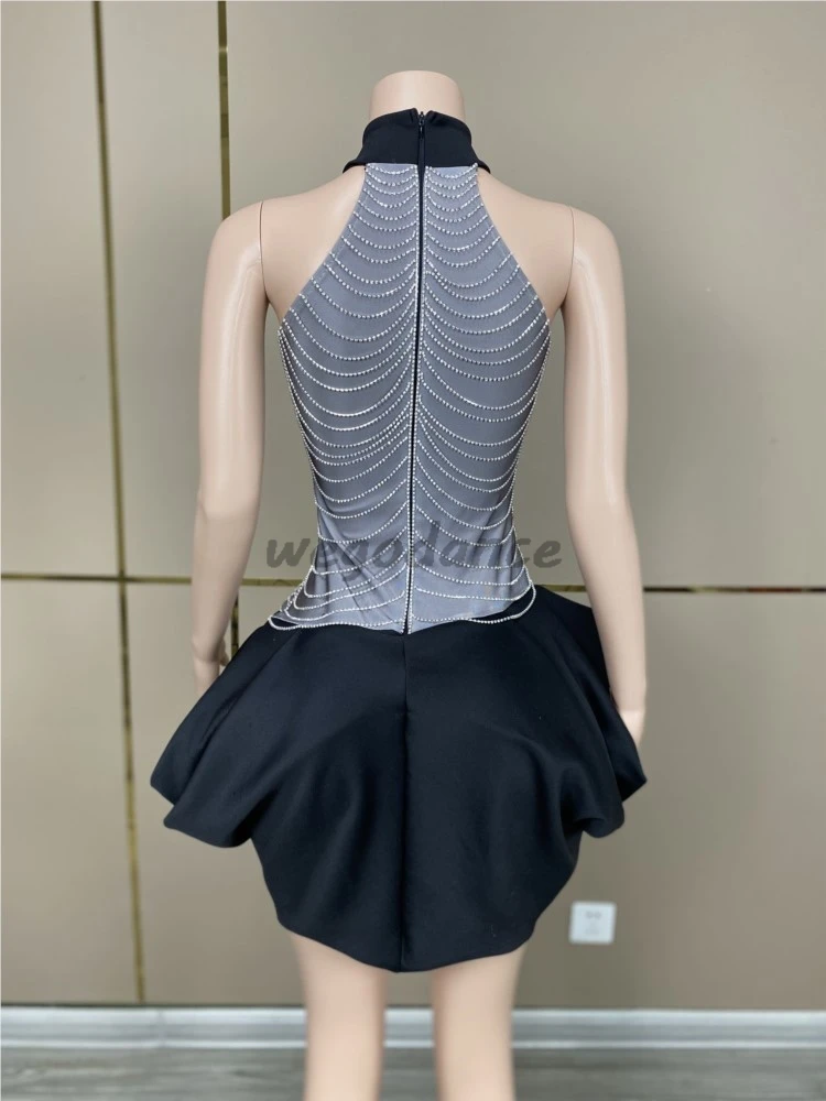 New Sexy Silvery Chain Mini Host Dress For Women