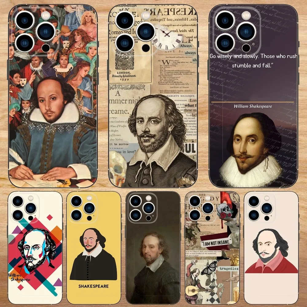 William Shakespeare Phone Case For iPhone15,14,13,12,11,Pro,Max,Plus,Mini,X,XS,XR,8,7,6,S,Plus,SE Soft Black Case