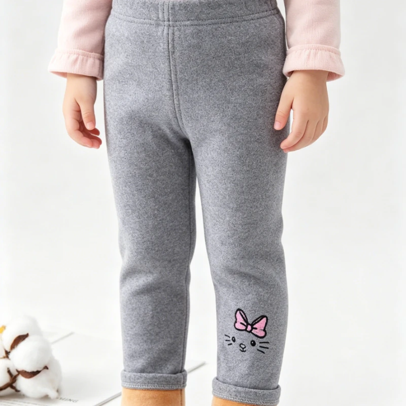 New Children's Fleece-lined Leggings Girls' Fleece-lined Thickened Winter Warm Pants Babies' Outerwear Pants