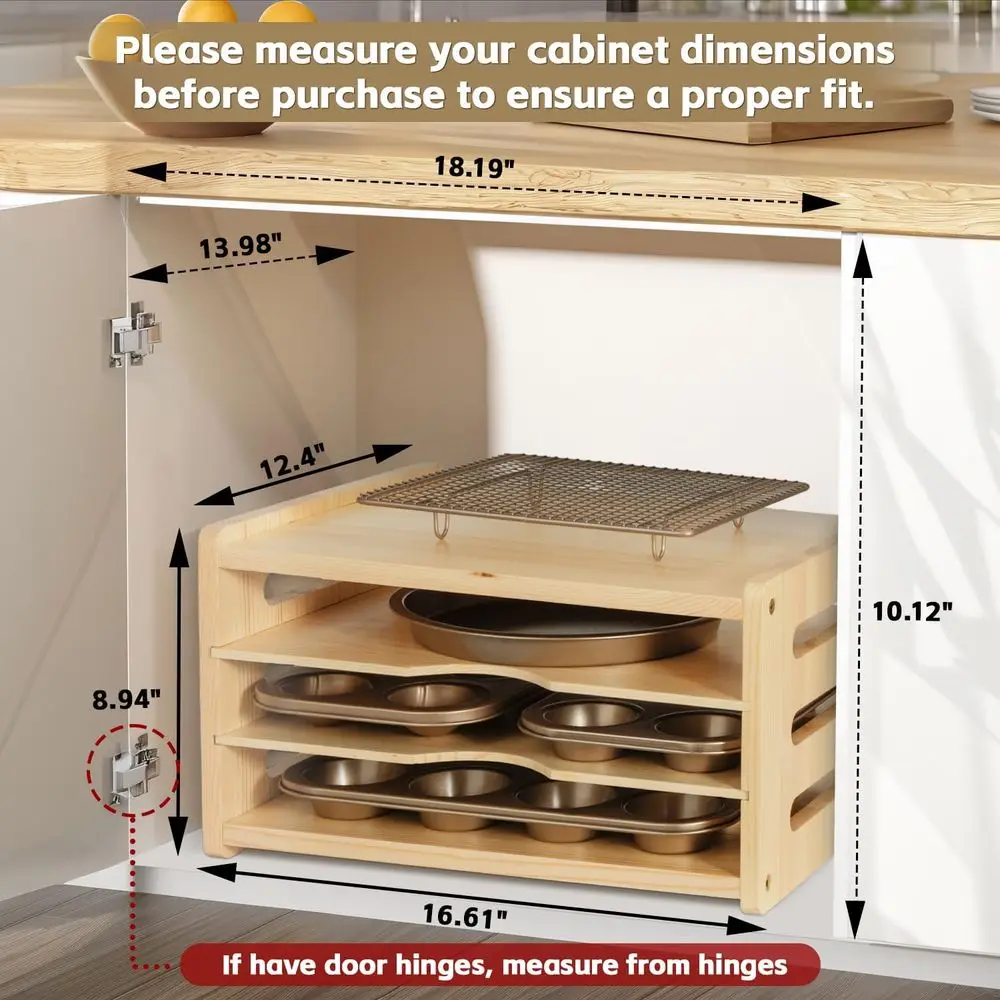 Divisores de bandeja de armário de madeira para assadeiras, panelas, tábuas de corte-organizador vertical de folhas de biscoitos, armazenamento de cozinha para panelas