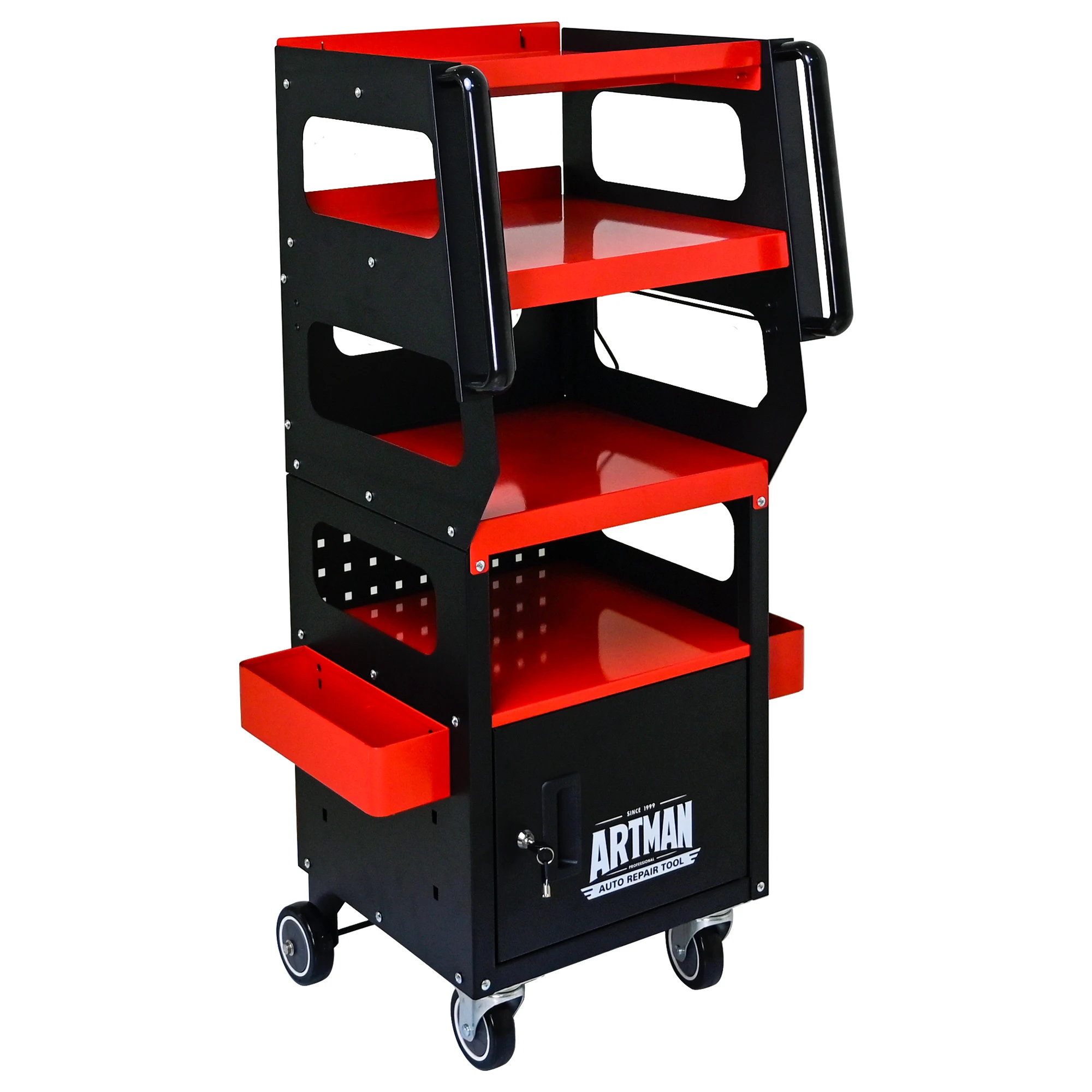 4 LEVEL MULTI PURPOSE TROLLEY FOR DIAGNOSTICS-BLACK+RED