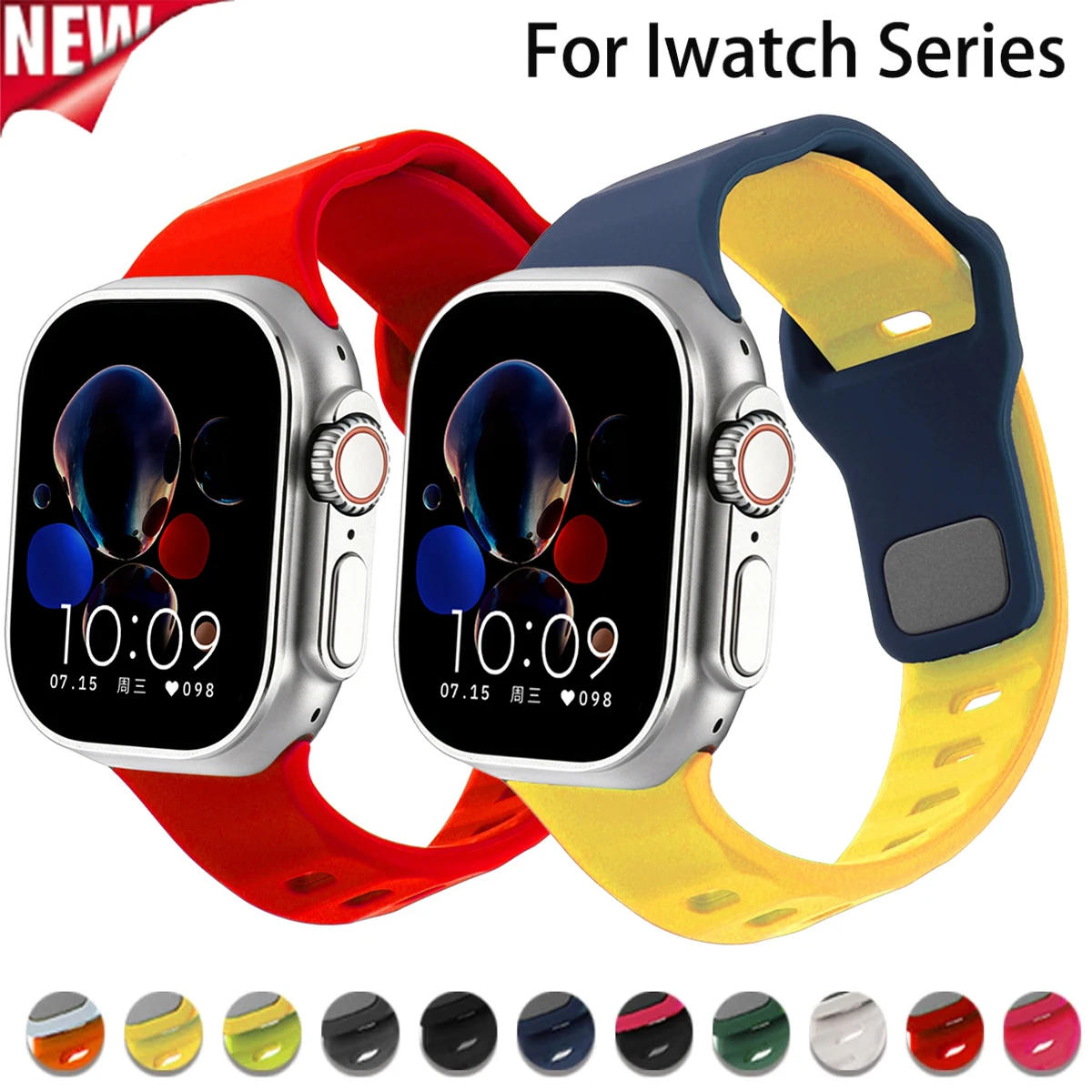 Silikon-Sportarmband für Apple Watch Ultra 49mm 45 40 44 38 41mm Diagonalschnitt-Armband für iWatch Series 11 10 46mm 9 8 7 6 5 4 SE