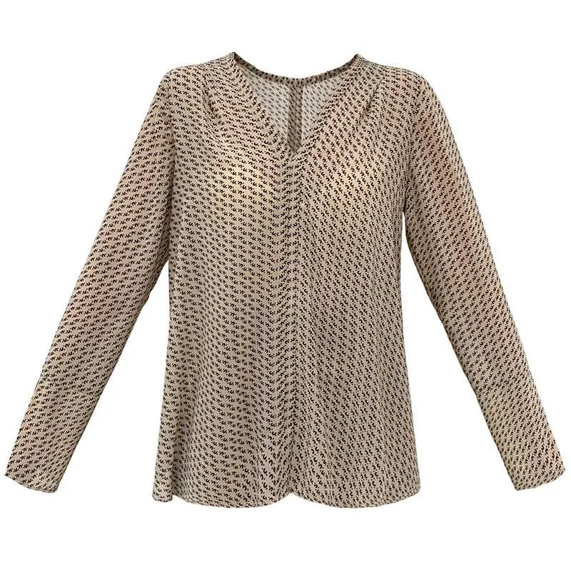 

Женский длинный шифоновый топ с принтом V-Ne, весна 2023, модный винтажный женский топ с разрезом и принтом Ele