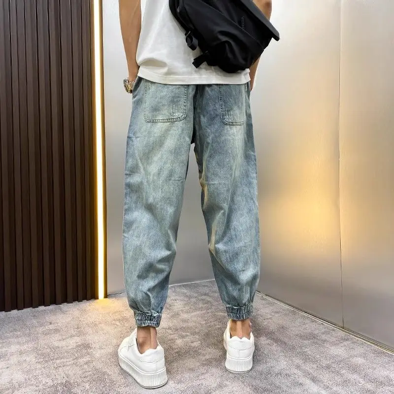 Men Clothing Trendy Brand Jeans CowBoys Summer Loose Washed Harlan Pants Designer Men's New Casual Cargo Baggy Work Pants Men