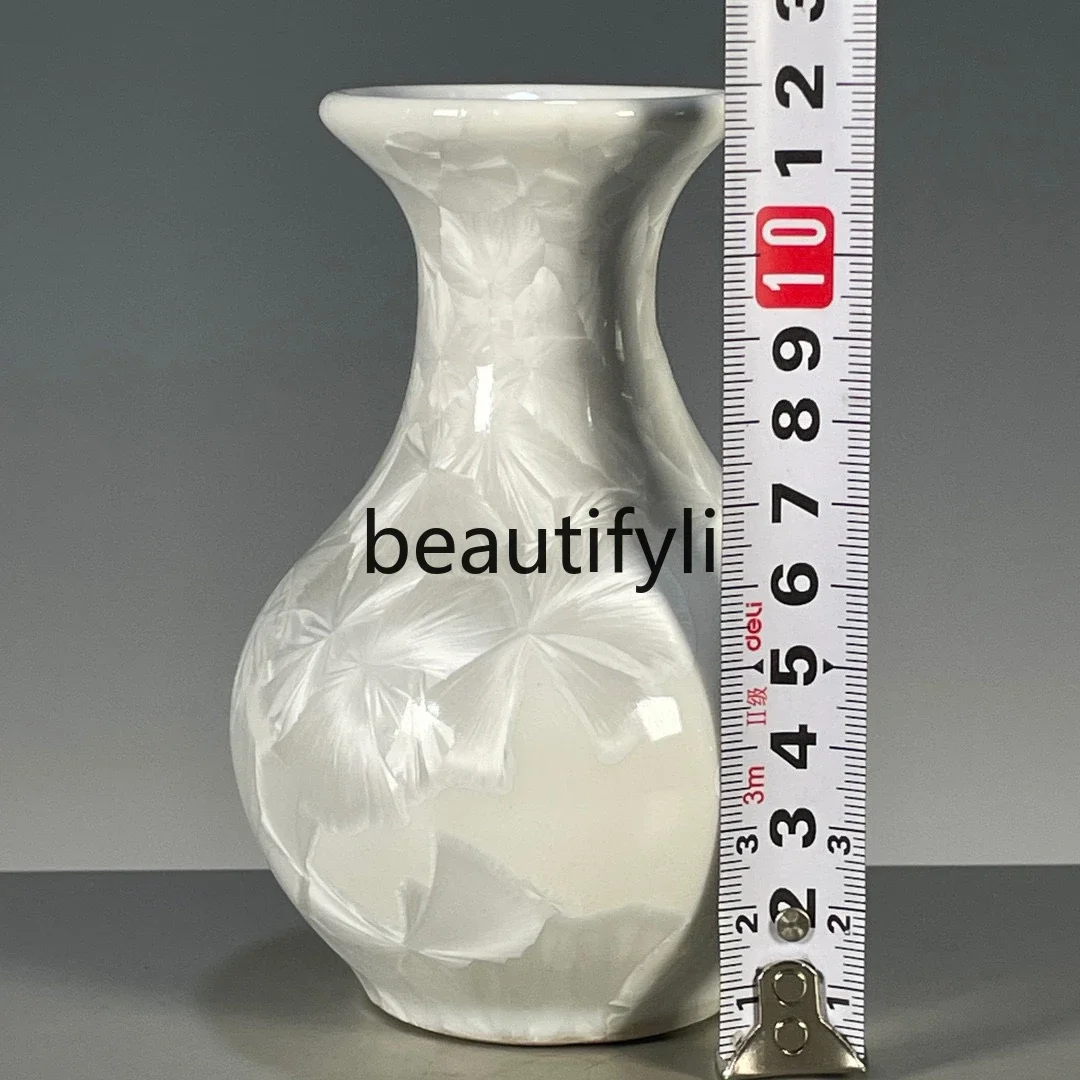 yj7 Antique porcelain crystalline glazed jade pot spring vase small appreciation vase