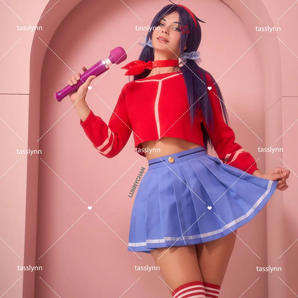 Аниме Косплей MiSide Косплей Костюм для женщин Красные вязаные топы Синяя юбка JK с шарфом Головные уборы Мита Костюм на Хэллоуин Аниме Косплей MiSide Косплей Костюм для женщин Красные вязаные топы Синяя юбка JK с шарфом Головные уборы Мита Костюм на Хэллоуин
