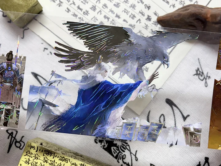 5M - Chinese ancient warrior handsome man pet washi tape Shell Shiny sticker