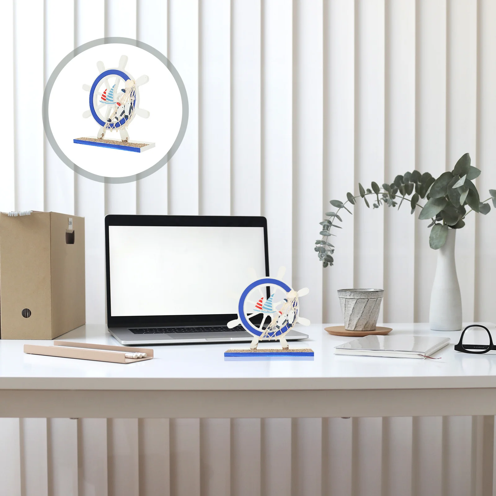 

Wooden Steering Wheel Ornament Mediterranean Rudder Decor For Home Desktop Decoration Unique Housewarming Gift