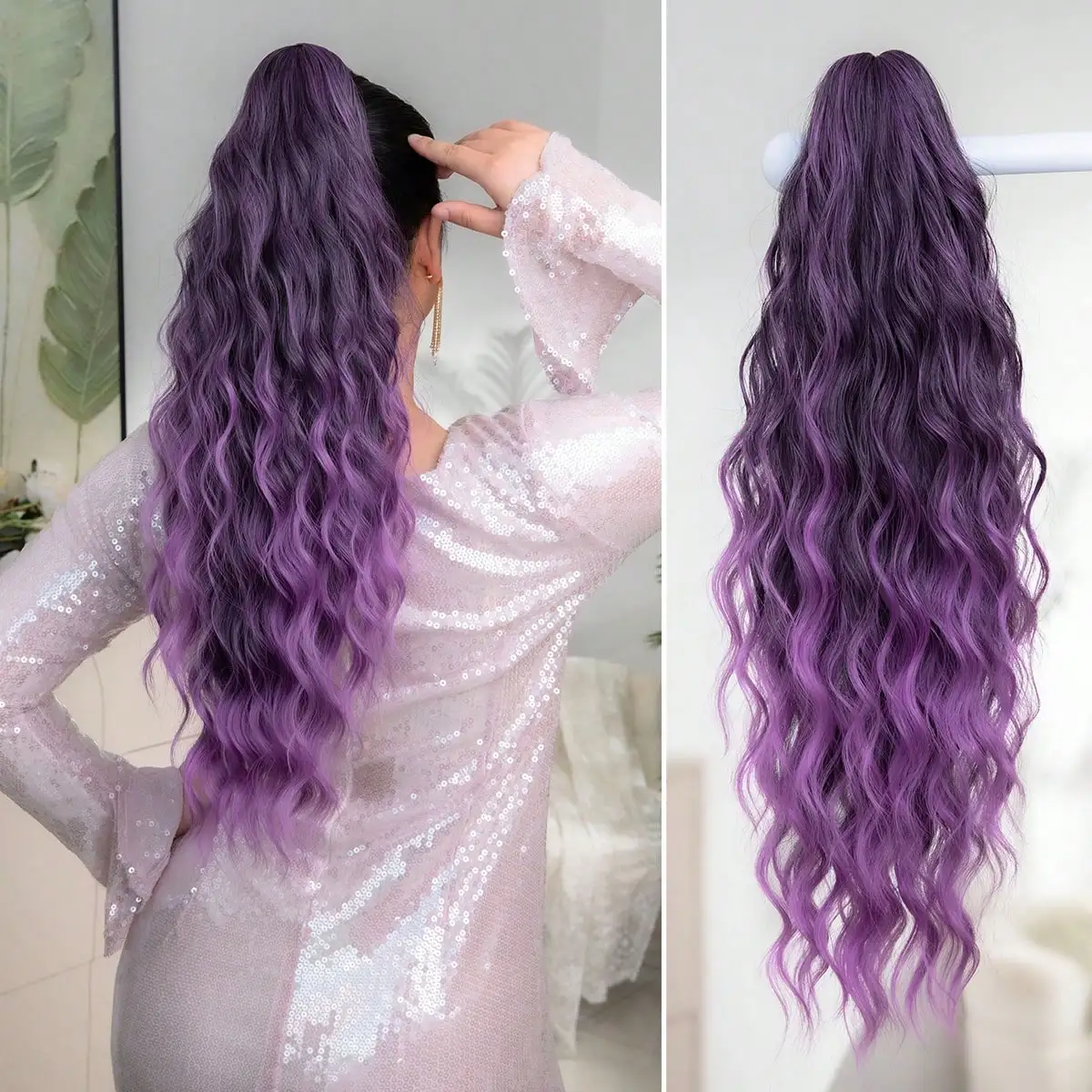 

Claw Shaped Ponytail Extension Hair Accessory Black Brown Gradient Red Gradient Purple Gradient Pink Gradient Blue Gradient