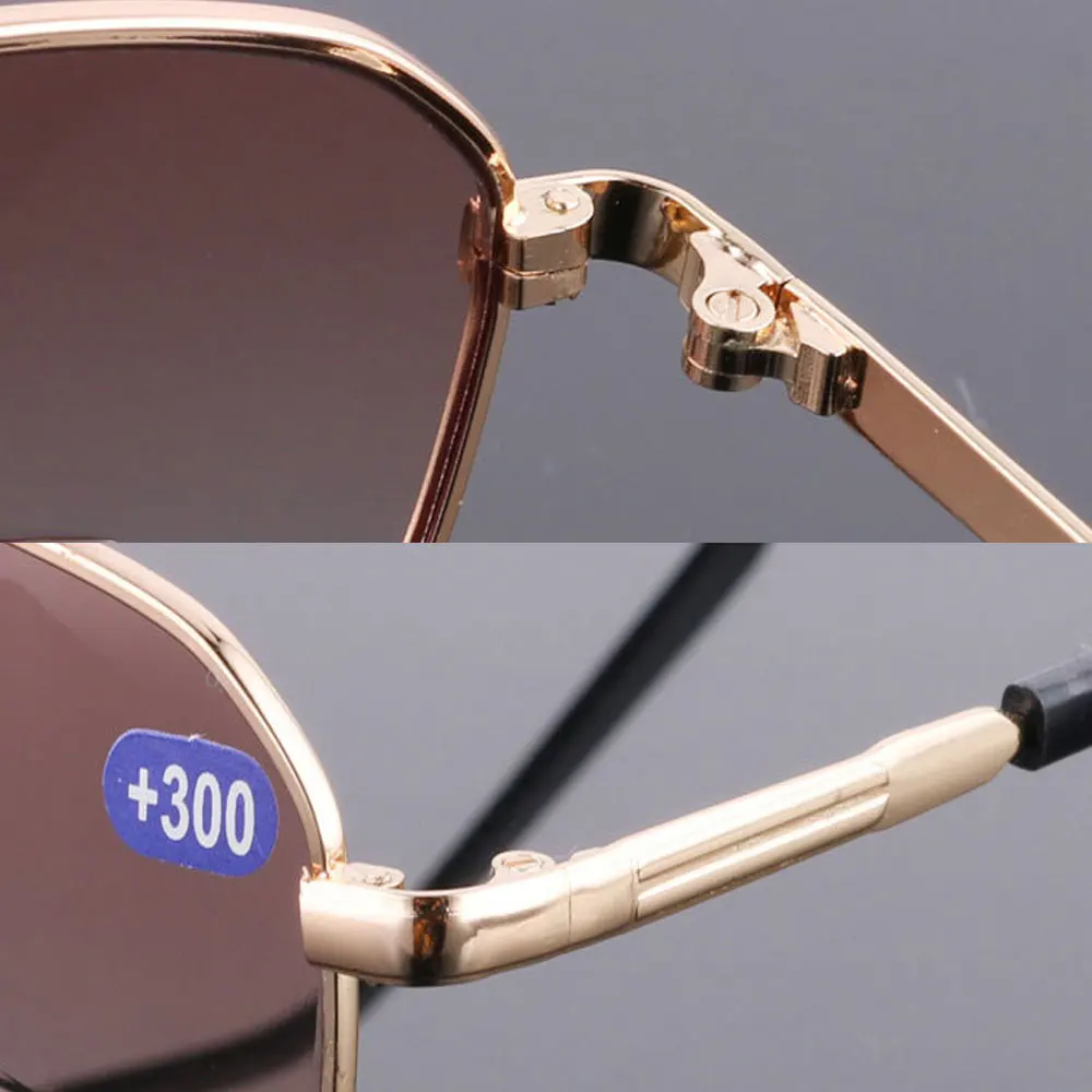 2-in-1 bifokale Lesebrille +1,0 ~ +4,0 Herren-Doppelzweckbrille Metallrahmen Damen Presbyopie Retro-Brille – Detail 9