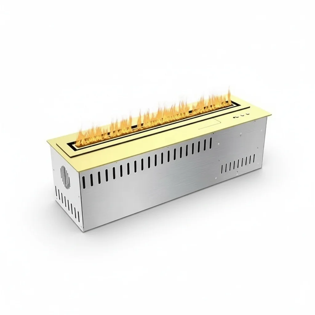 Bio Ethanol Burner, 36 Inch SS304 Body Automatic Ethanol Fireplace, WiFi Control Linear Insert Fireplace for Living Room