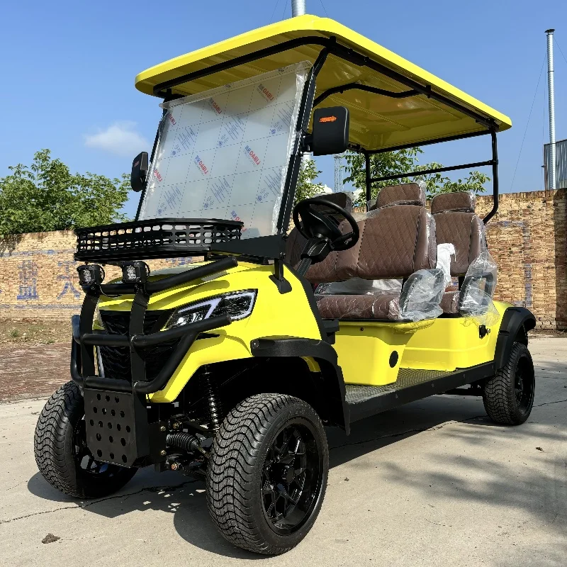 2 Rows 4 Seat Lithium Battery Powered Cart With Roof Light Farm Off Road Golf Car 60V 72V Street Legal Golf Car