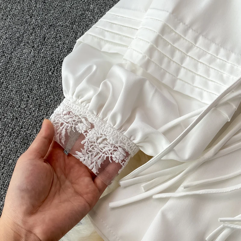 Abito da principessa bianco stile corte palazzo vintage da donna elegante cena formale banchetto matrimonio fata abito Lolita abiti con coulisse