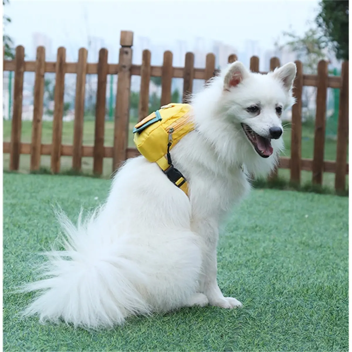 Happy New-  Waterproof Pet Backpack for Dogs Puppy Bag with Harness Collar Outdoor Travel Dog Snacks Backpack (S)