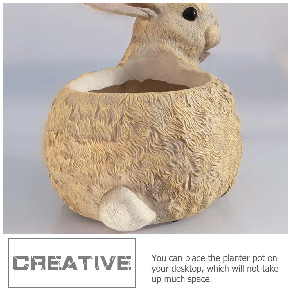 

Creative Resin Rabbit Succulents Planter Pot Animal Shaped Small Flowerpots for Cactus Mini Plants Decorative Garden Home Office