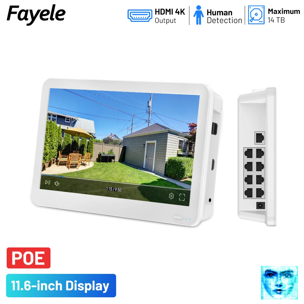

8CH 4K 8MP POE NVR with 11.6 inch LCD Screen IP Network Video Recorder Register embeded Monitor CCTV Security All-in-one POE NVR