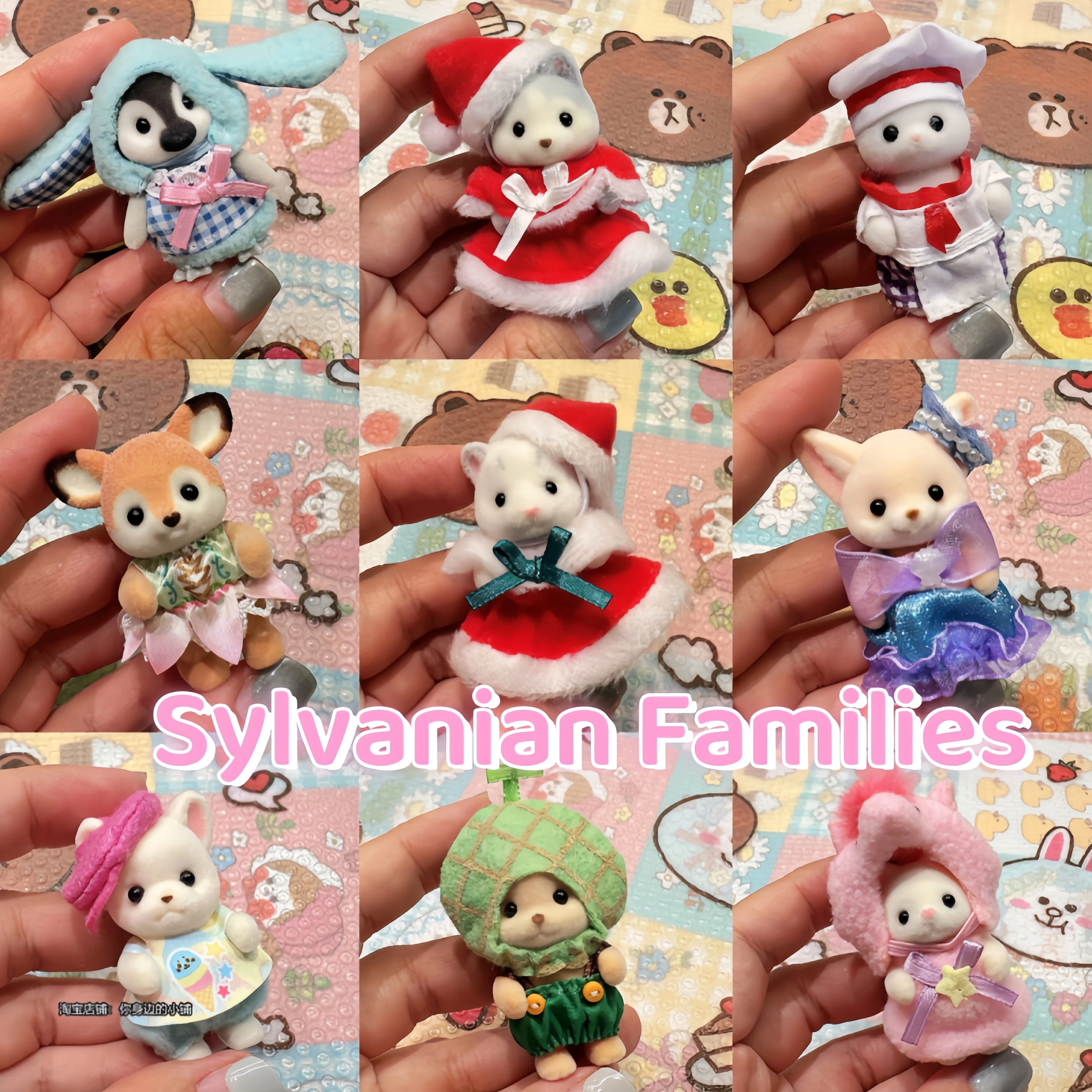 Oryginalne rodzie Sylvanian Play House Dollhouse Halloween Latte Cat Squirrel Ghost Silk Cat Baby Doll Girl Flocking Decor Gifts