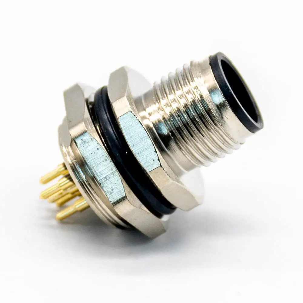 M12 Male 5Pin Sensor Connector A Code Rear Mounting Waterproof PCB Mount M16 x 1.5 Thread