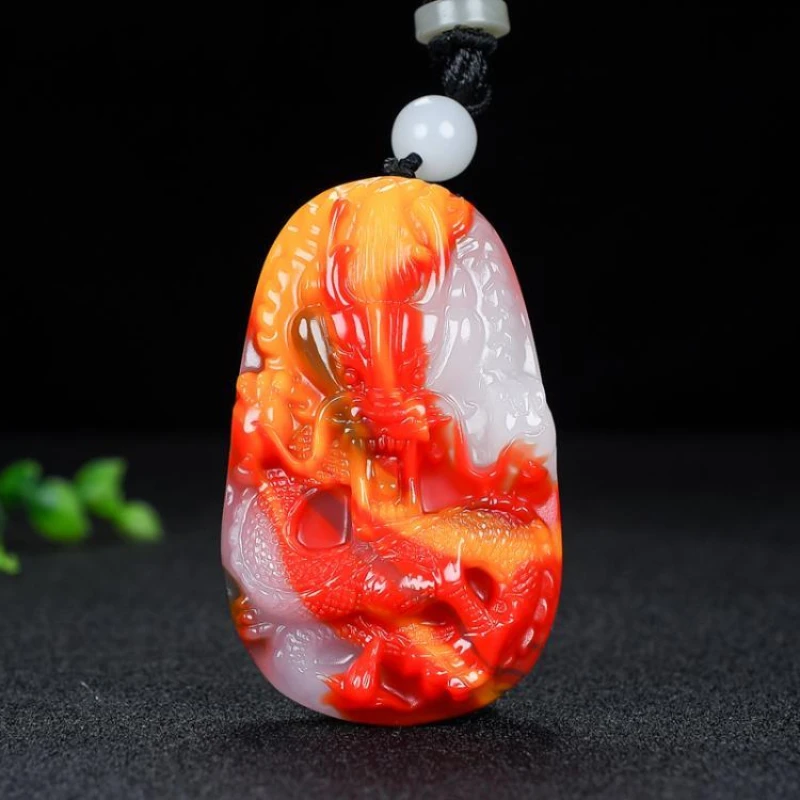 Hetian Yulong Handheld Item and Tian Caiyu Zodiac Dragon Handheld Play Item Original Stone Handheld Item talisman pendant