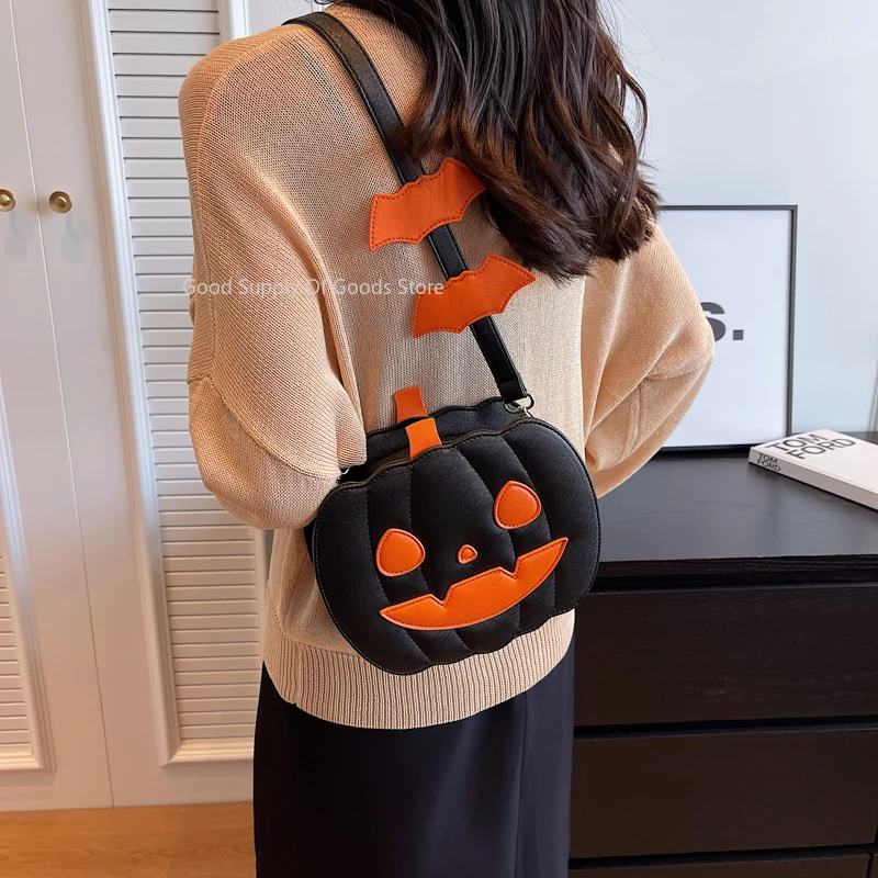 Original Design ฟักทองฮาโลวีนสนุกกระเป๋าสําหรับสาวเลดี้ Creative กระเป๋าสะพายข้างอเนกประสงค์สไตล์เกาหลีกระเป๋าถือผู้หญิงกระเป๋าโทรศัพท์