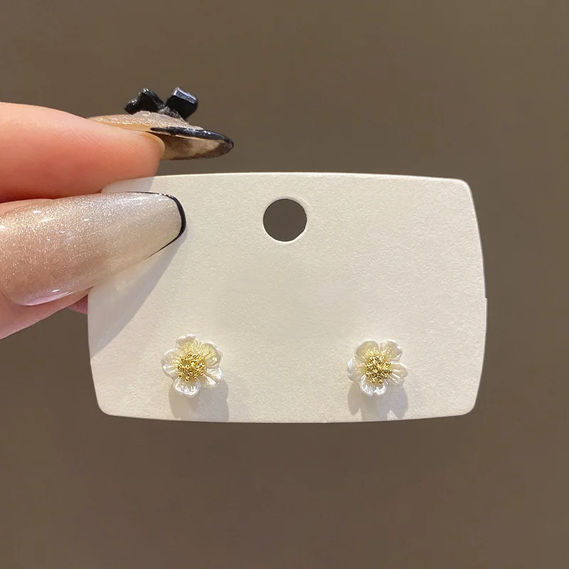 Frühling neue süße Gänseblümchen Blume Ohr stecker für Frauen süße Muschel Emaille versilbert Ohrringe koreanischen Temperament Schmuck – Detail 37