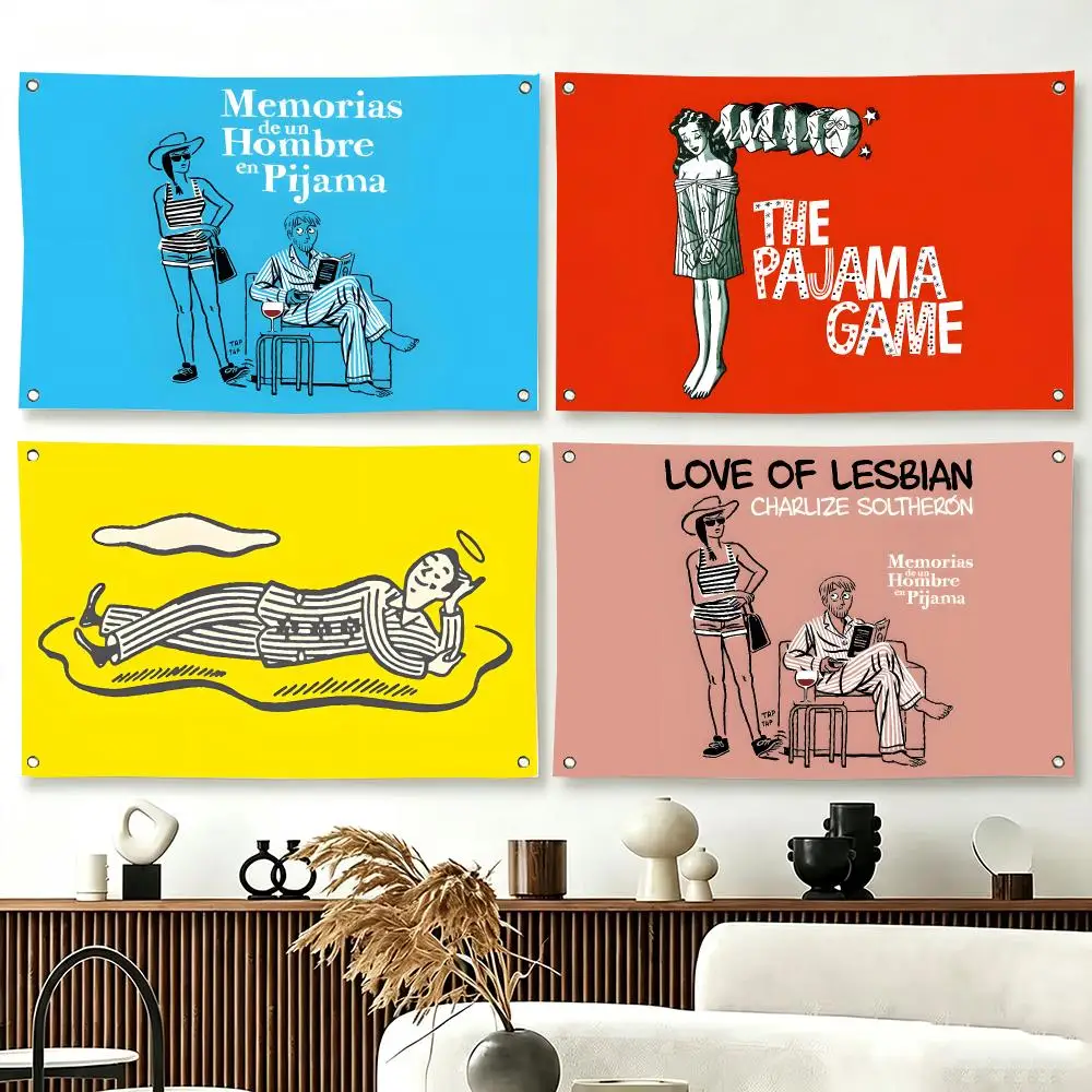 Animation M-Memories of a Man in Pajamas Flags  For Living Room Home Dorm Decor Wall Outdoor Camping Party Banner Gifts