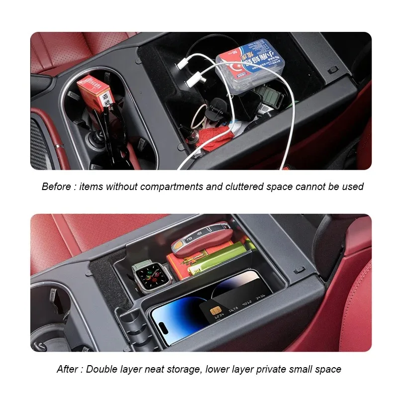 

Suitable for Porsche Cayenne 2018-2025 armrest box storage box Cayenne central compartment storage box interior supplies