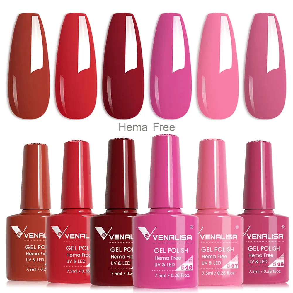 Venalisa Gel-Nagellack-Set, VIP-Kollektion, HEMA-FREI, Nagelgel, rosa Farbe, semi-permanenter Lack, Marken-Geschenkset, 6 Stück x 7,5 ml – Detail 14