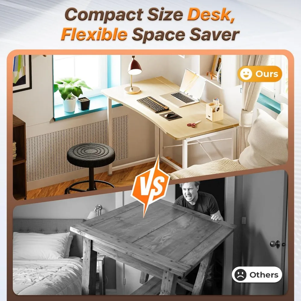 Compact Folding Desk 39.3 Inches, Space-Saving Computer Table for Home Office, Study, Bedroom, Dorms, Ideal for Small Spaces and