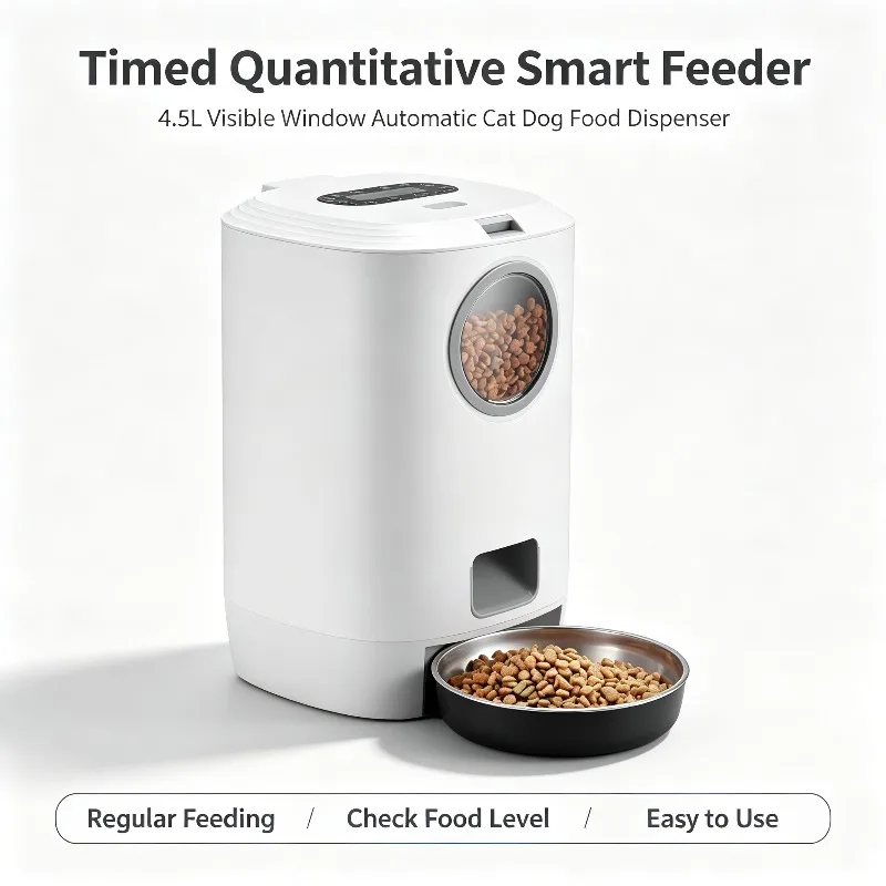 4.5L Visible Window Pet Feeder, Timed Quantitative Smart Feeder, Automatic Cat Dog Food Dispenser