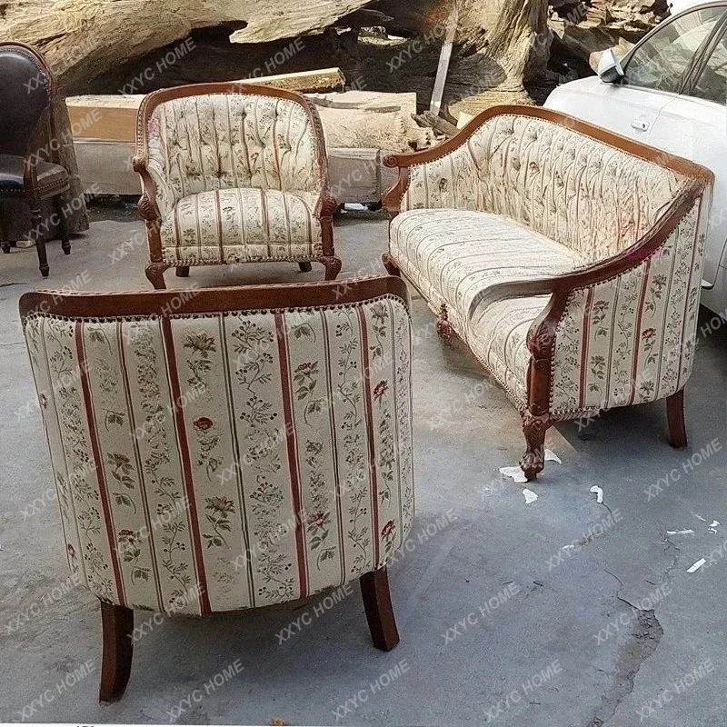 

X69 Shanghai Single Three Retro Nostalgic Republic Of China Solid Wood Fabric Sofa Home Club Hotel Villa Leisure Furniture