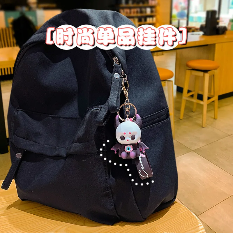 Cartoon Creative Devil Doll Keychain Cute Ox Horn Bat Demon Mini Model Toy Cool Pendant Keyring for Men Women Backpack Ornaments
