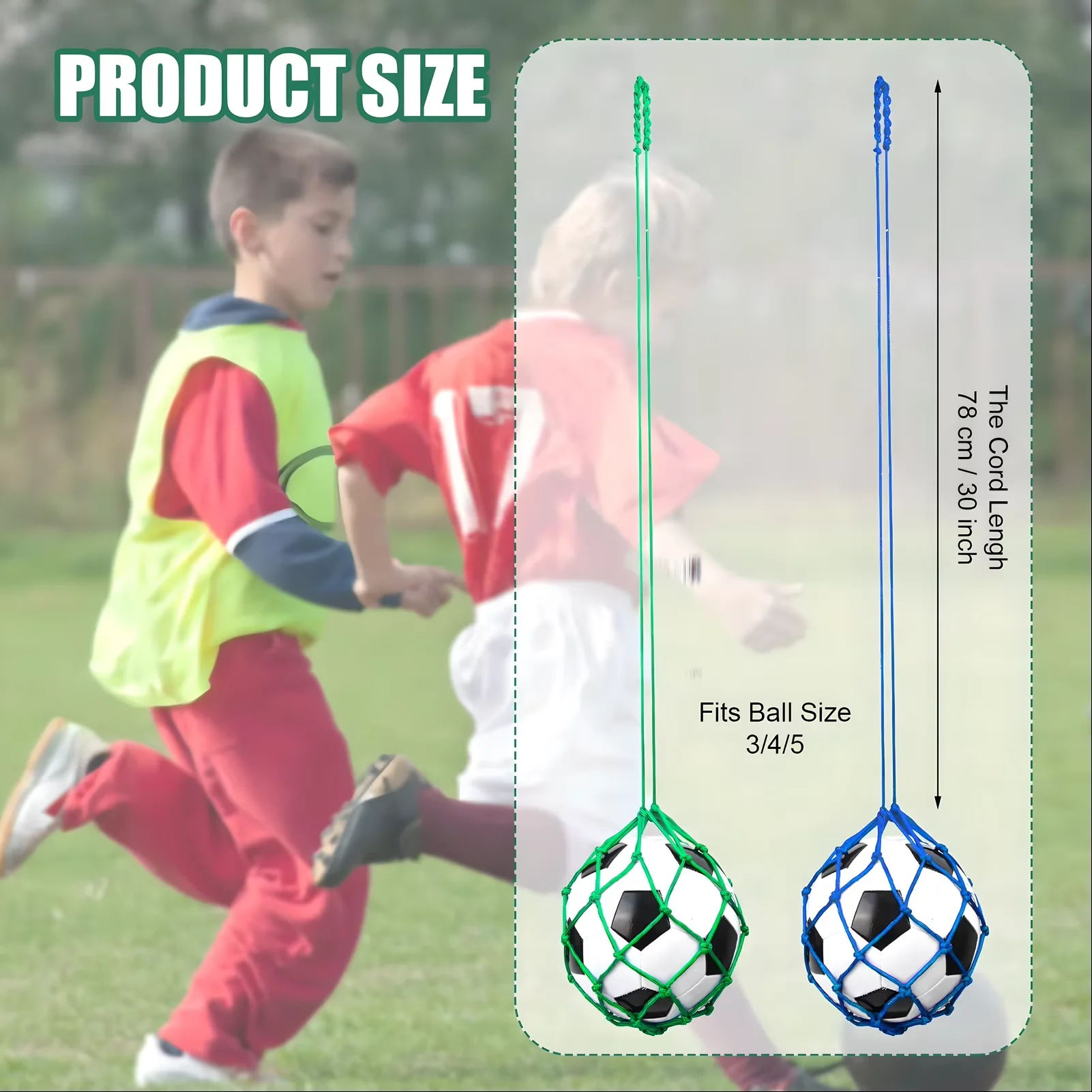 2 팩 축구 킥 트레이너 볼 네트 키커, 볼 캐리 백은 볼 크기 3/4/5 청소년 성인을위한 솔로 축구 킥 훈련 보조 장치에 적합