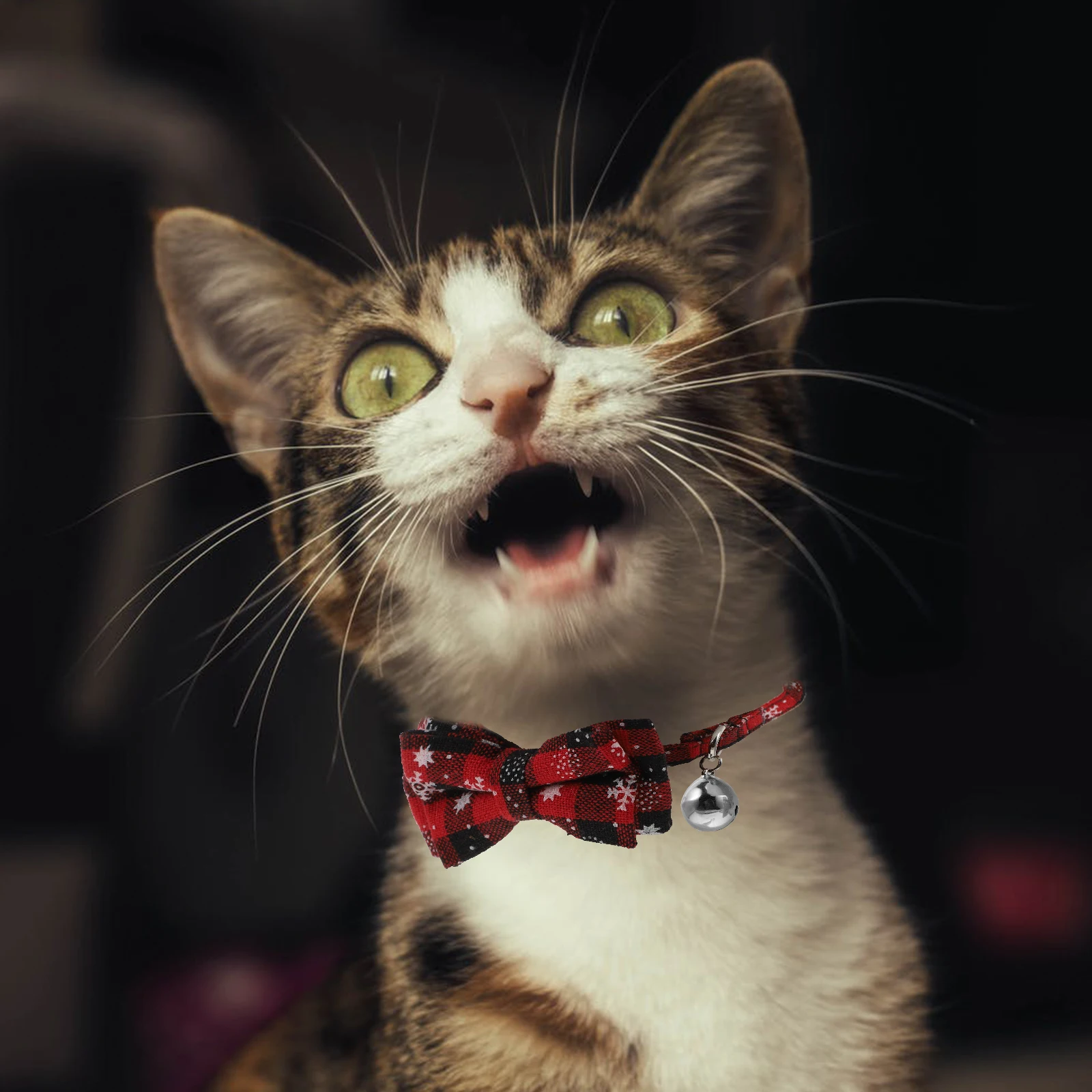 

Christmas Cat Collars Detachable Bows Decorative Neckwear for Pets Adjustable Cotton Polyester LED Accessories
