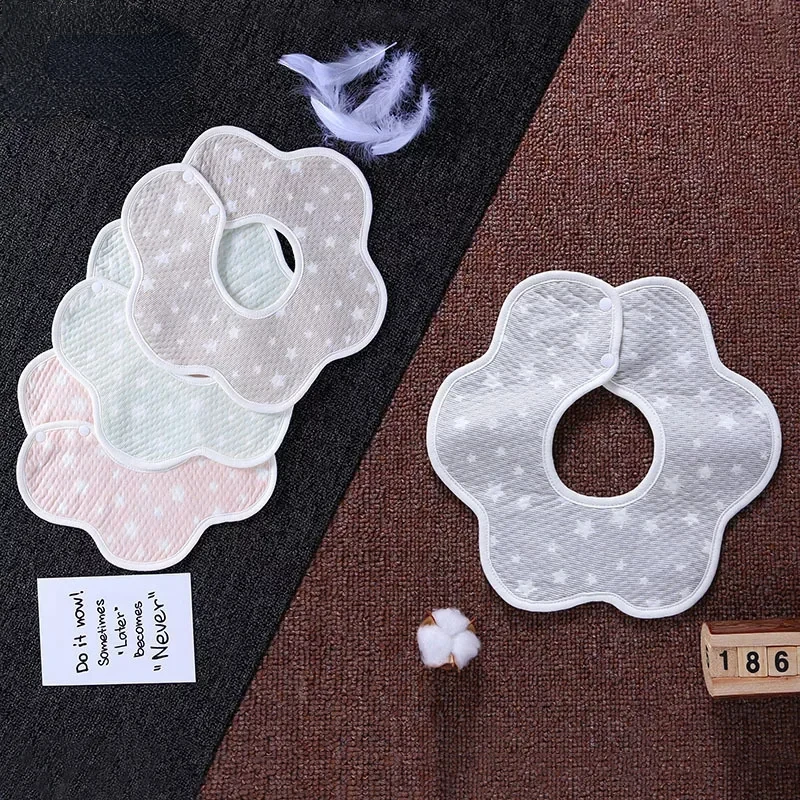 New Baby Saliva Towel Waterproof Octagonal Saliva Towel Baby Products 360° Snap Button Petals Newborn Bib Baby Products