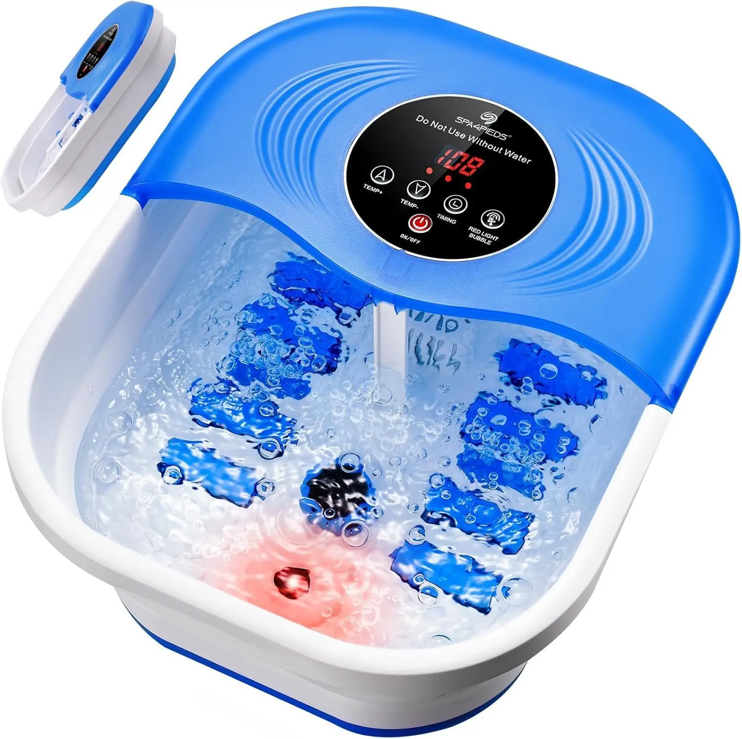 

Foot Spa Bath Massager with Heat, Bubble Jets & Red Light, 95-118℉ Temp Control, 8 Shiatsu Rollers, Pumice Stone, Timer