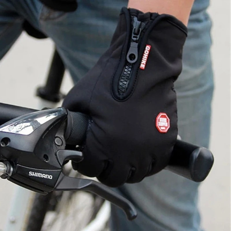 Gants d'équitation en coton épaissi pour hommes, chauds, coupe-vent, rembourrés, écran tactile, cyclisme en plein air, vélo de course, ménage, hiver