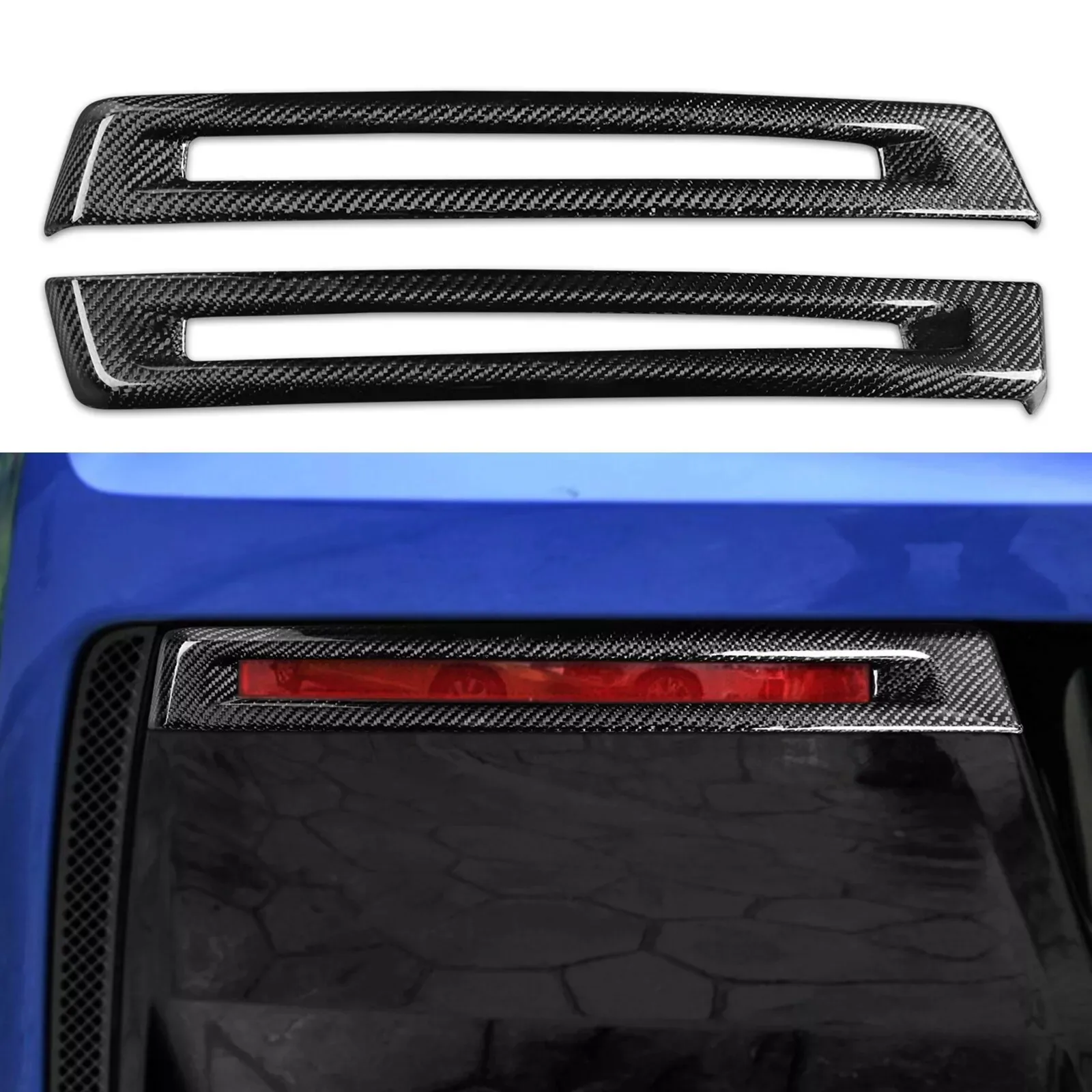 

Dry Carbon Fiber Rear Fog Light Lamp Cover Trim for Chevrolet Corvette C7 14-18