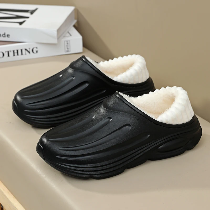 Plush Filled Cotton Slippers Cozy Warm Interior Stable Anti Slip Bottom Comfort House Footwear for Men Women Indoor Wear