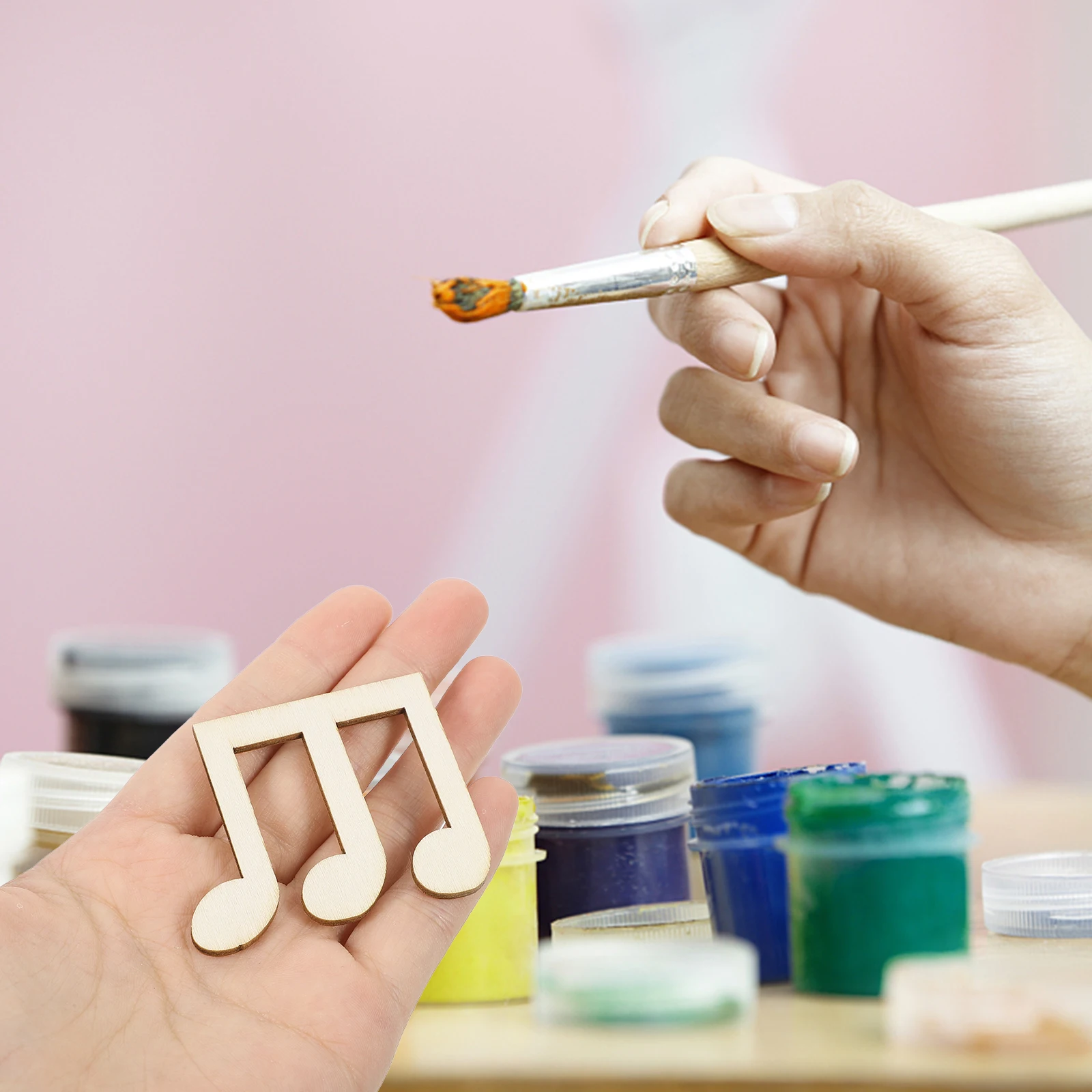 

50Pcs Music Note Wooden Cutouts Unfinished Natural Wood Rustic 55mm Blank Pieces for DIY Wedding Home Decoration