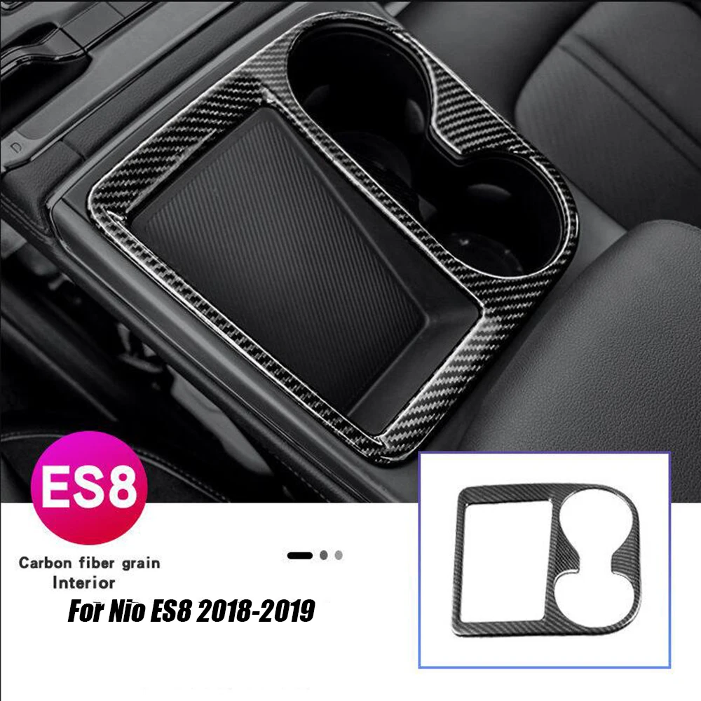 

ABS Carbon Silver For Nio ES8 2018 2019 ES6 EC6 Accessories Car Front Central Console Water Cup Holder Frame Sticker Cover