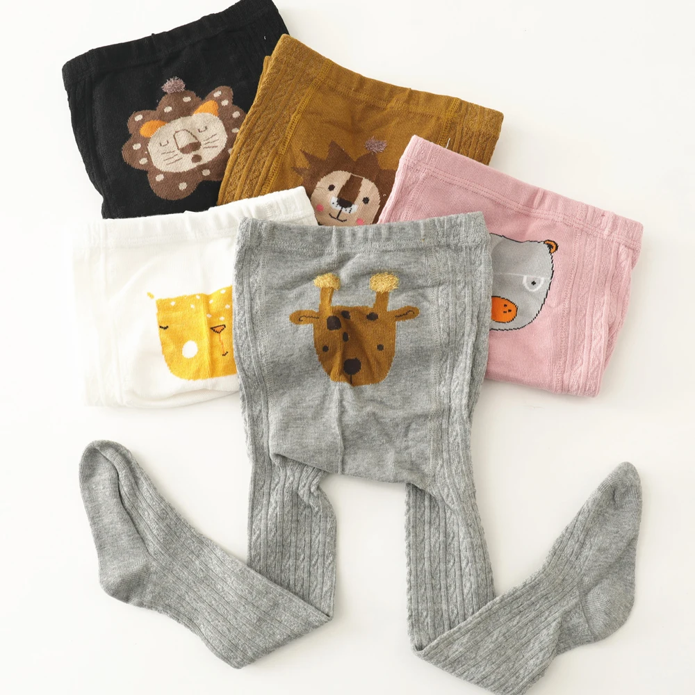 Baby-Baumwollstrumpfhosen mit Cartoon-Tiermustern, große Schrittoffnung, bequeme und hautfreundliche Säuglingsleggings – Detail 2