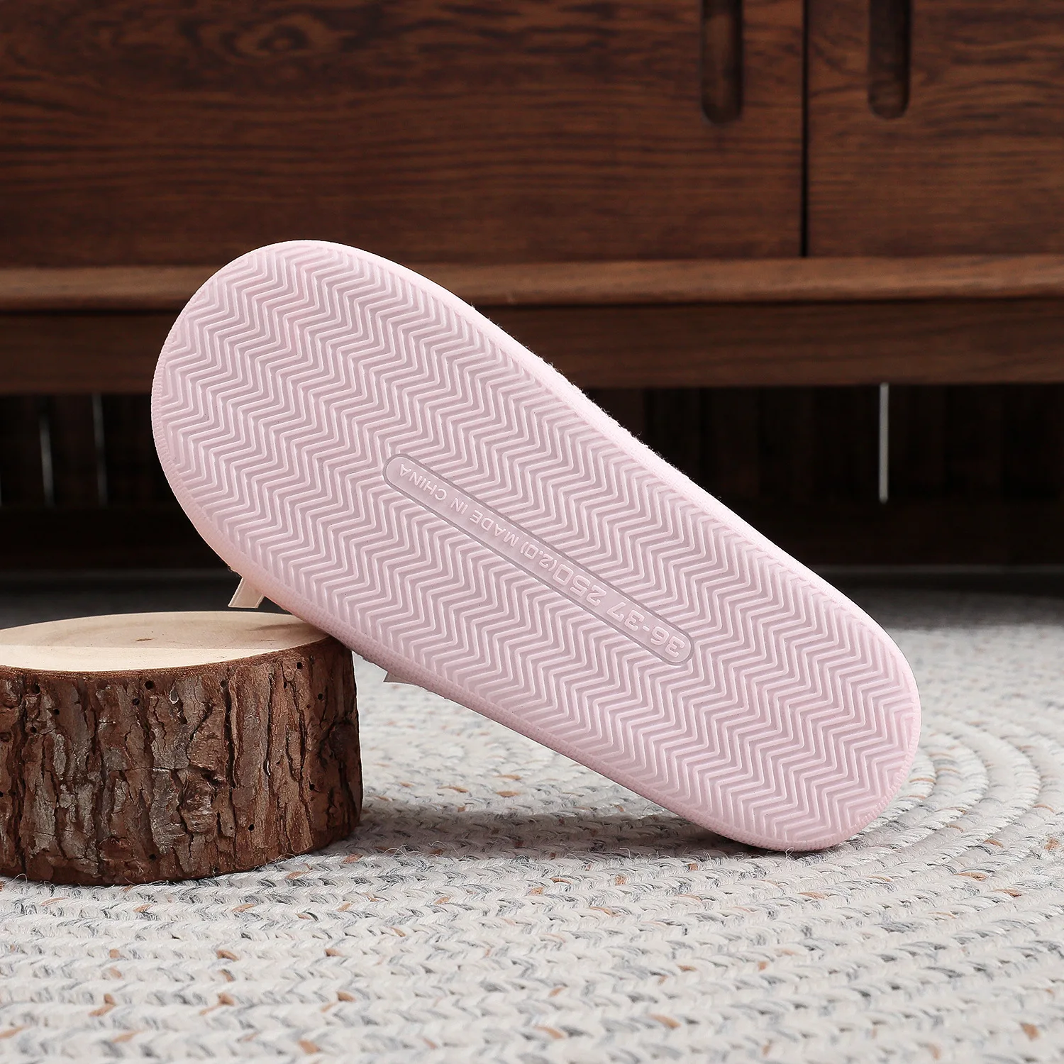 Neue Trendige Herbst- und Winter-Plüsch-Baumwoll-Hausschuhe für Damen, Warme Indoor-Pantoffeln mit Niedlicher Schleife in Rosa – Detail 16