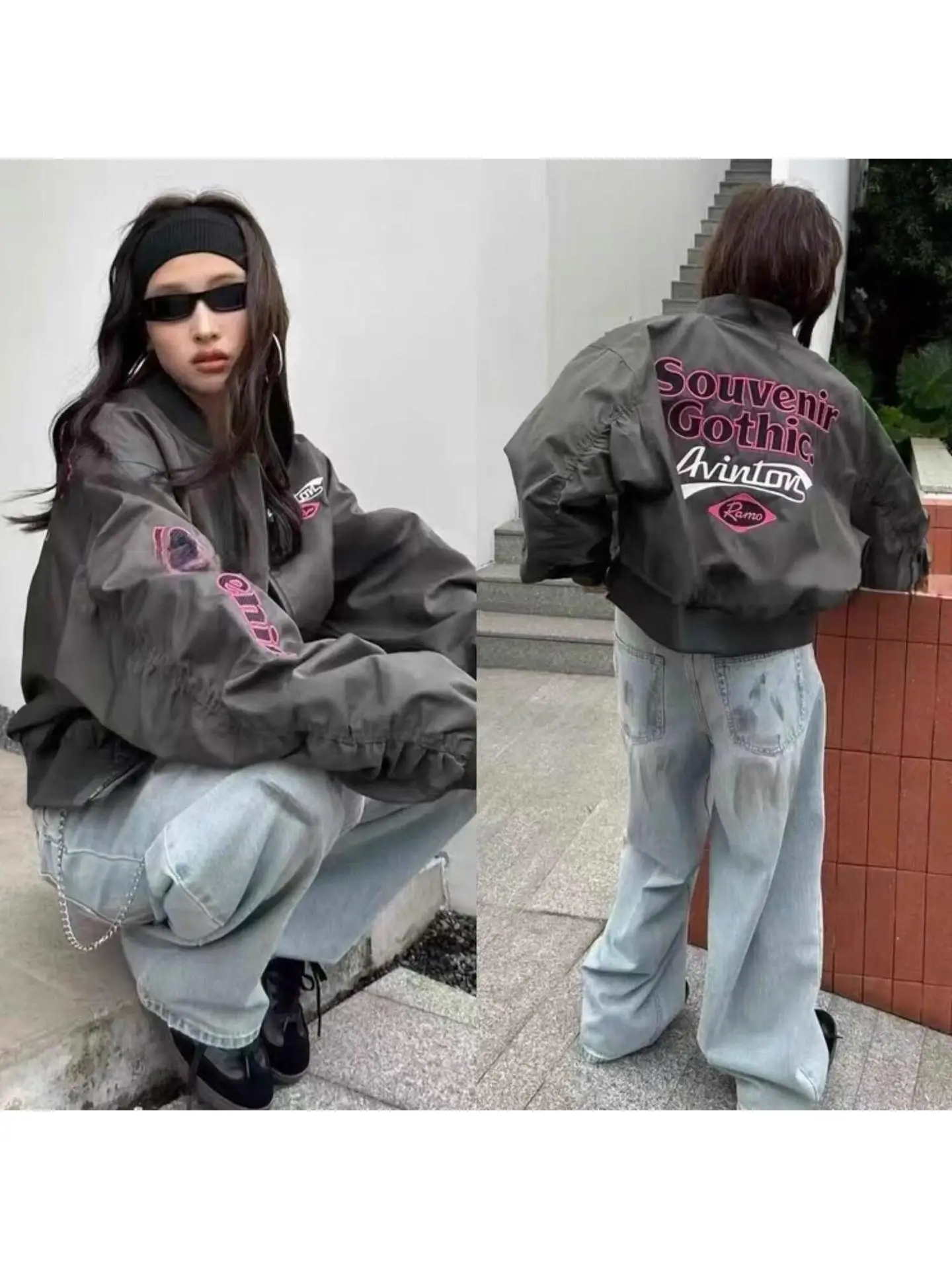 Stylish Short Baseball Jacket Women's Spring Autumn Loose Slimming Embroidered Lettering Trendy Versatile Ball Game Coat