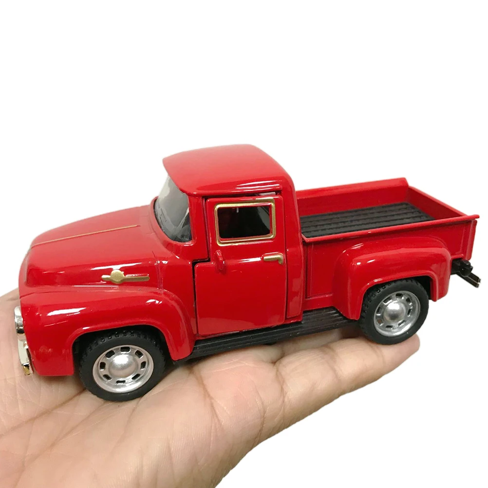 Red Metal Truck Toy Vintage Red Mini Desktop Decoration Kids Children\'s Christmas New Year Toy Gifts Home Office Decoration