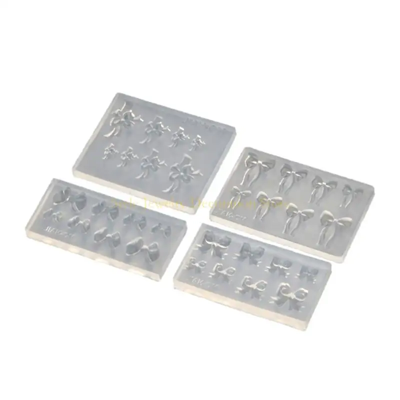 

D46E 4pcs Mini Bow Silicone Mold Art Sculpture Mould Nails Jewelry Making Tools