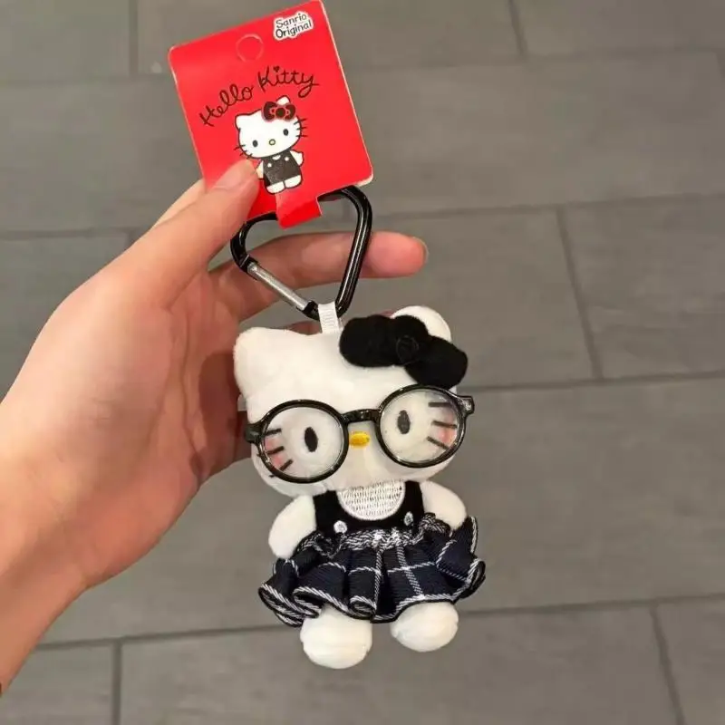 Sanrio Hello Kitty Kawaii Super Cute Glasses Doll Bag Pendant Cartoon Cute Plush Doll Keychain Giving Christmas Gifts To Girls image 6