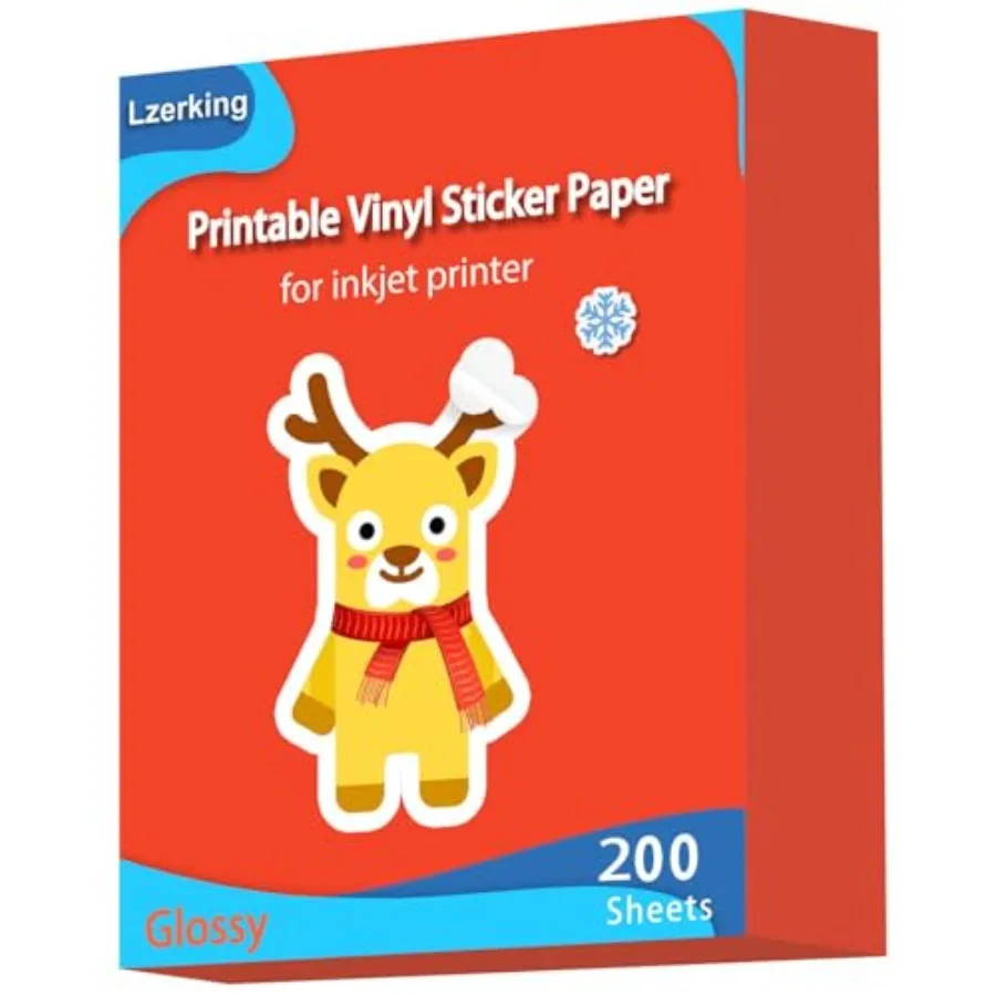 

Глянцевая самоклеящаяся виниловая бумага для печати 8,5x11 дюймов, яркие цвета, быстросохнущая, водонепроницаемая, белые наклейки для струйных/лазерных принтеров